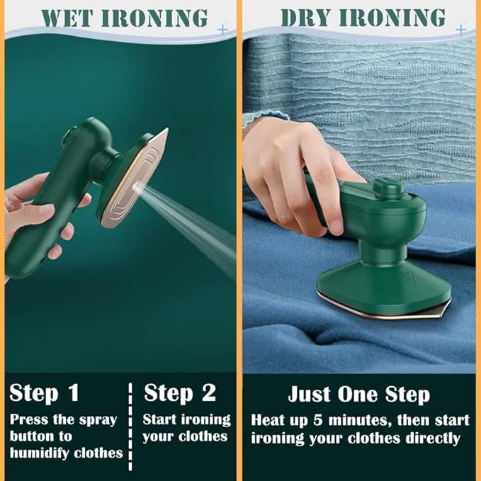 Stainless Steel Mini Iron & Garment Steamer – Professional Handheld Portable