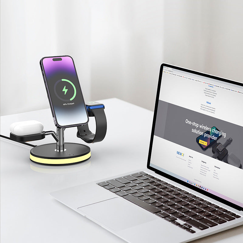 Vertical Three‑in‑One Wireless Charger – Phone & Watch Fast Charging Stand