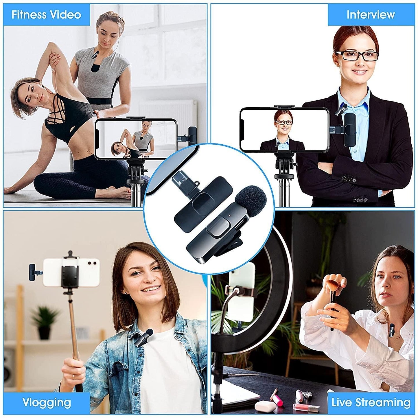 Wireles Microphone System – Ultra-Compact Clip-On Transmitters with USB-C Receiver