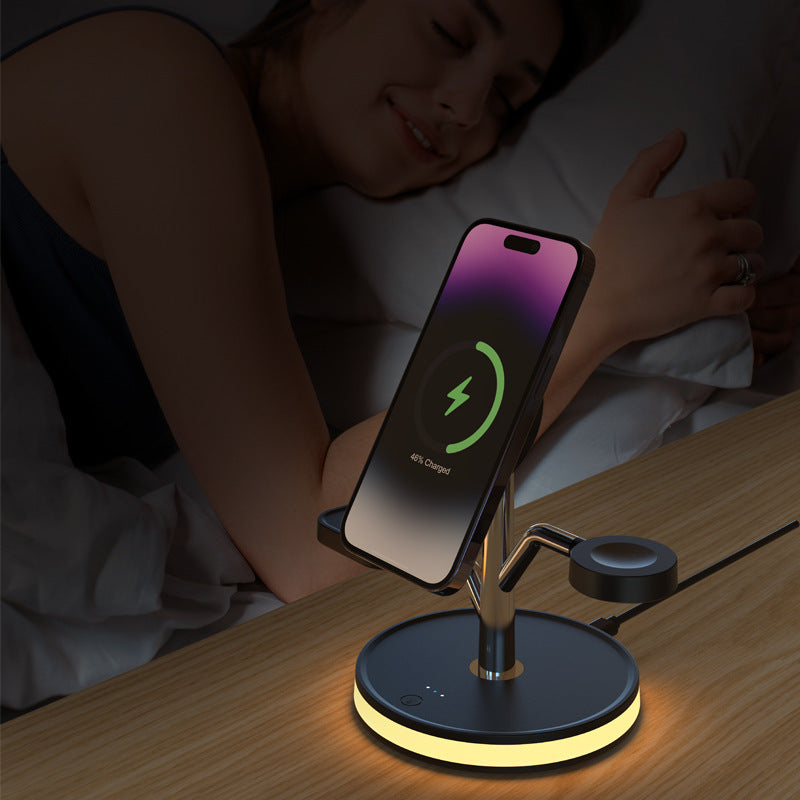 Vertical Three‑in‑One Wireless Charger – Phone & Watch Fast Charging Stand
